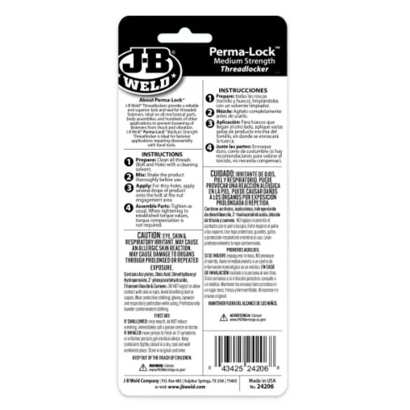 JB Weld perma lock blue